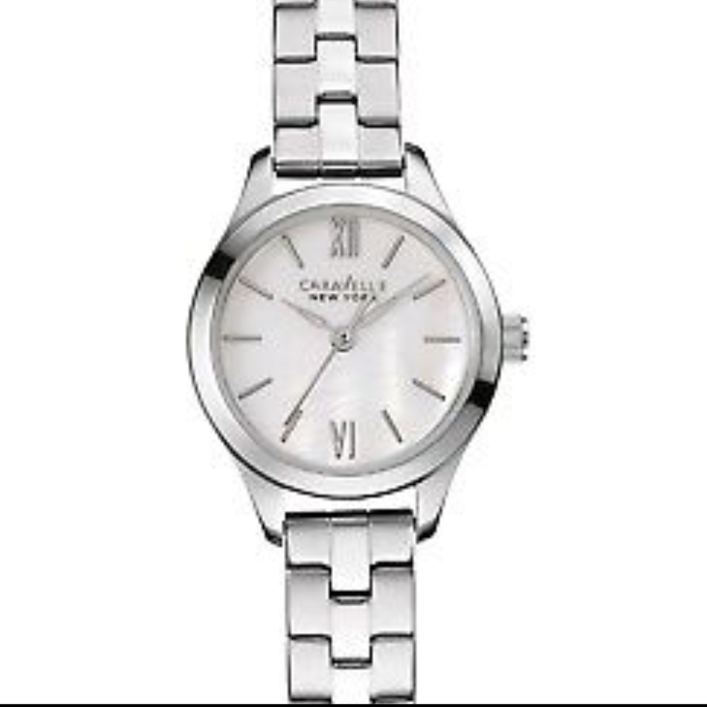 Stainless Steel Watch w/White Mother-of-Pearl Dial - Picture 1 of 2